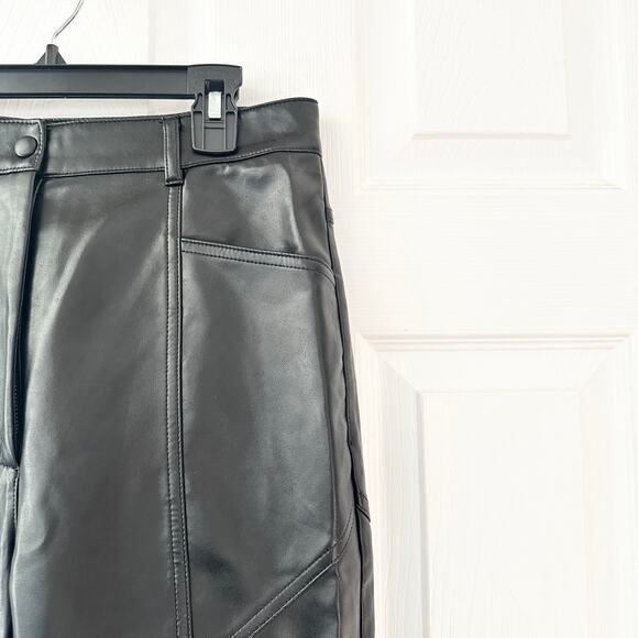 Wilfred Aritzia Rebel Black Faux Leather High Rise Straight Tapered Pants 8 - Picture 6 of 10